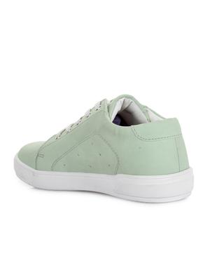 green leatherette lace up sneaker - 14268565 - Standard Image - 3