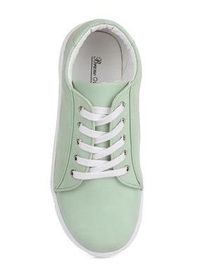 green leatherette lace up sneaker - 14268565 - Standard Image - 4