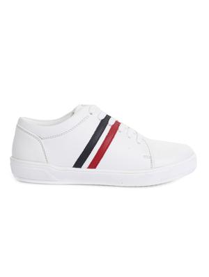 white leatherette lace up sneaker - 14268569 - Standard Image - 2