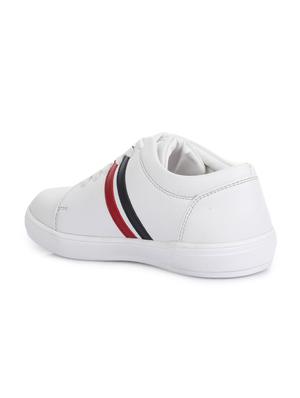 white leatherette lace up sneaker - 14268569 - Standard Image - 3