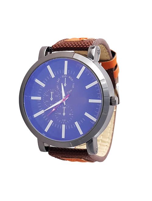 Super Drool Brown Velvet Touch Classic Men Wrist Watch - 14303114 - Very Small Image - 1