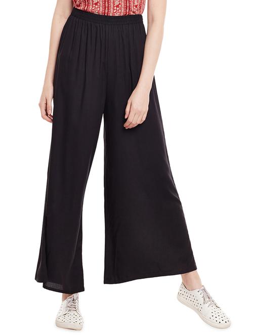 black viscose palazzos - 14313536 - Standard Image - 1