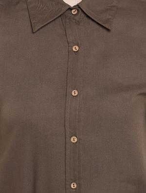 olive green rayon shirt dress - 14313548 - Standard Image - 4