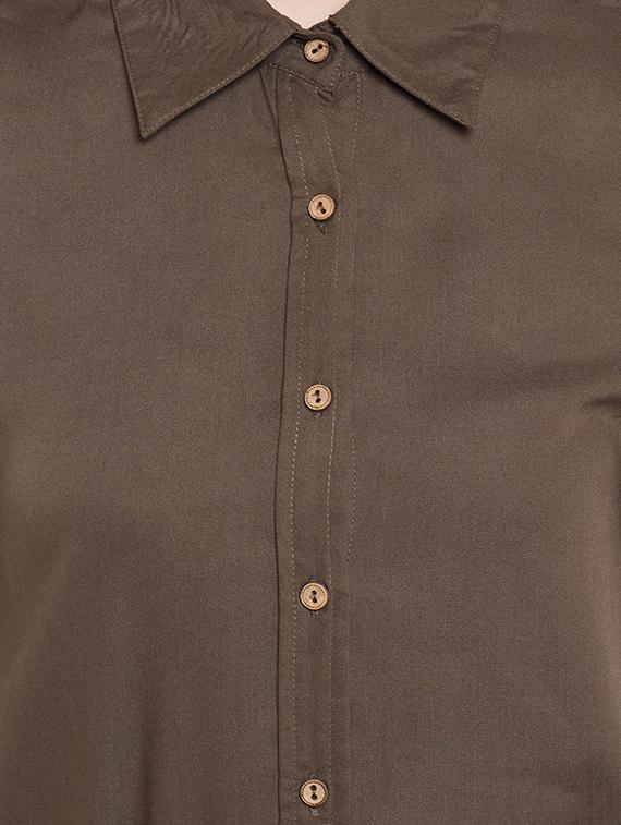 olive green rayon shirt dress - 14313548 - Zoom Image - 4