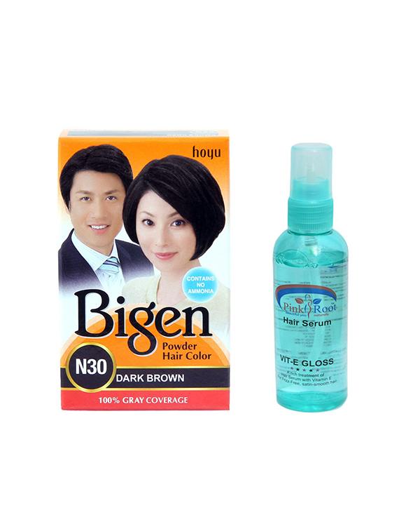 bigen powder hair color n30 (dark brown) & pink root hair serum pack of 2 - 14316469 - Zoom Image - 1