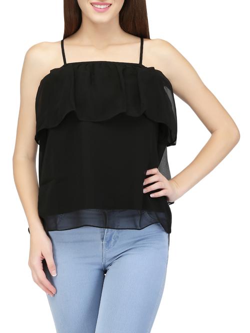 ruffle overlay cami neck top - 14318012 - Standard Image - 1