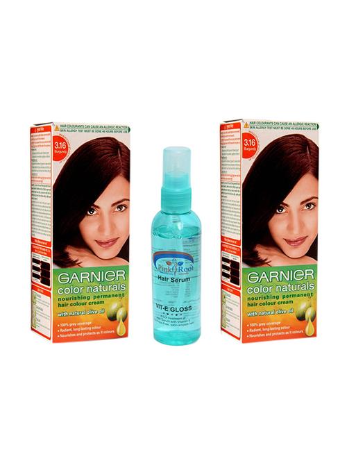 garnier color naturals hair colour cream (burgundy) & pink root hair serum - 14318888 - Very Small Image - 1