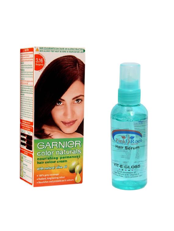 garnier color naturals hair colour cream (burgundy) & pink root hair serum - 14318894 - Zoom Image - 1