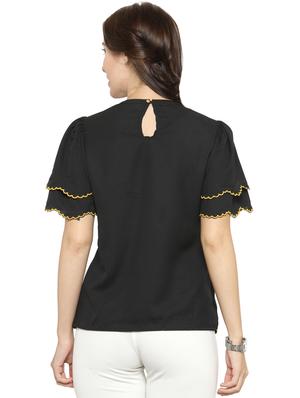 round neck embroidered top - 14319379 - Standard Image - 3