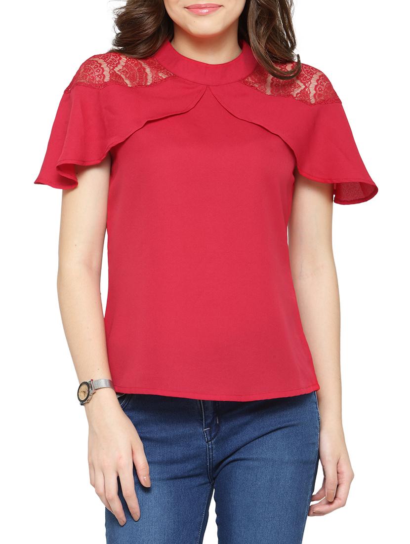 solid red casual top - 14319388 - Zoom Image - 1