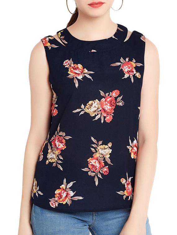 cut out detail floral top - 14319671 - Zoom Image - 1