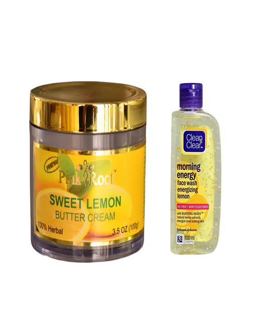 pink root sweet lemon butter cream with clean & clear morning energy face wash energizing lemon - 14320393 - Standard Image - 1