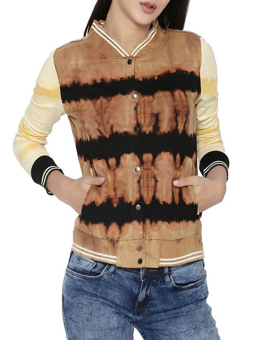 brown cotton varsity jacket - 14320456 - Standard Image - 1