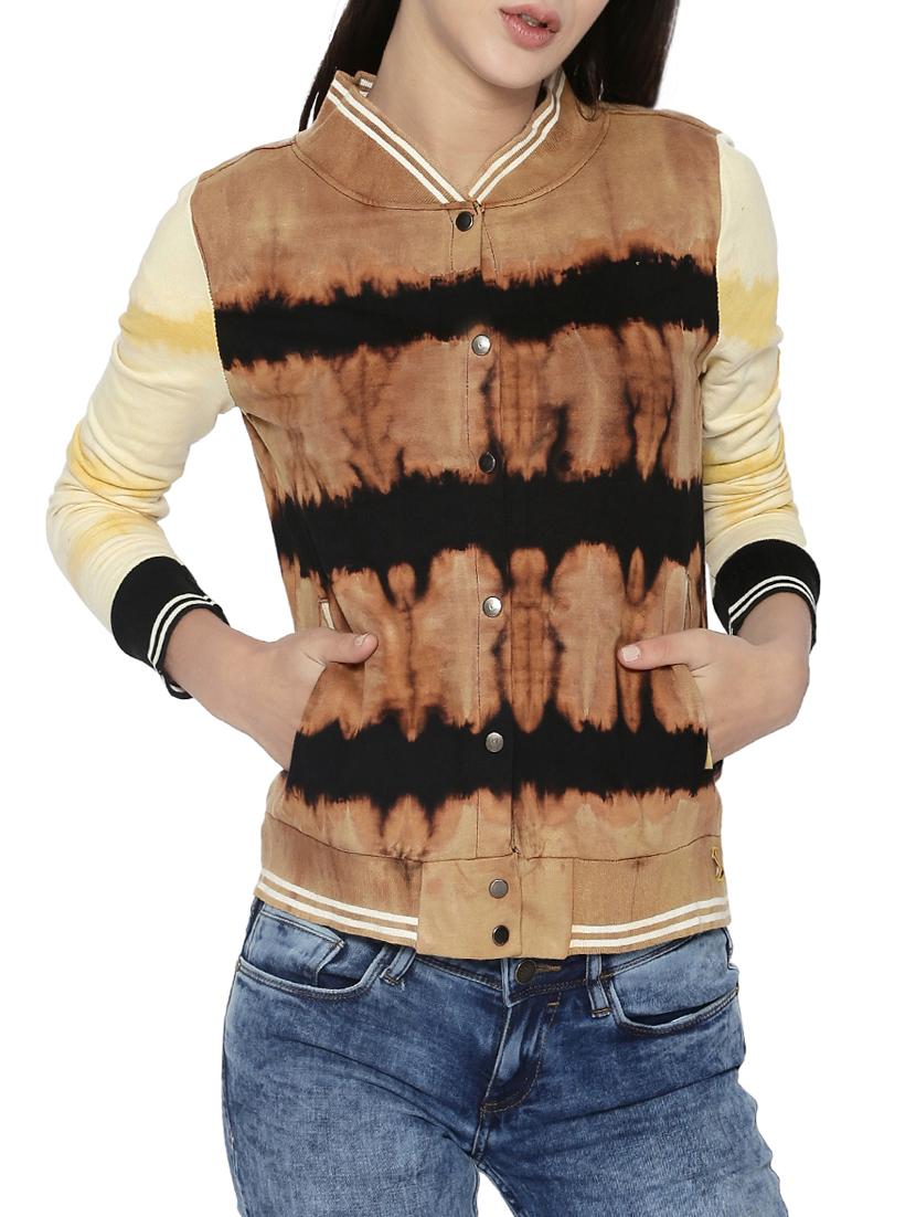 brown cotton varsity jacket - 14320456 - Zoom Image - 1