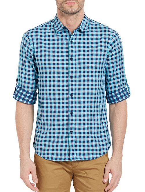 blue cotton casual shirt - 14321498 - Standard Image - 1