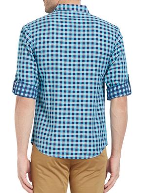 blue cotton casual shirt - 14321498 - Standard Image - 3