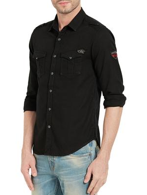 black cotton casual shirt - 14321535 - Standard Image - 2