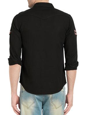 black cotton casual shirt - 14321535 - Standard Image - 3