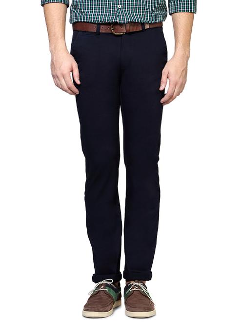 navy blue polyester blend casual trouser - 14321709 - Standard Image - 1