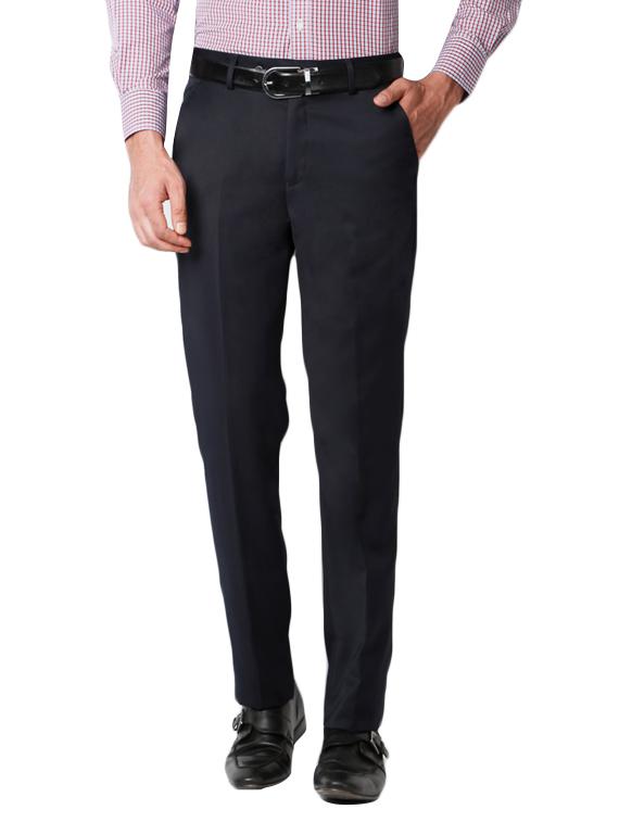 navy blue polyester blend flat front trousers - 14321722 - Zoom Image - 1
