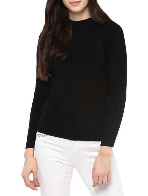 black woollen pullover - 14321779 - Standard Image - 1