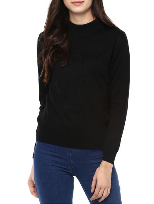 black woollen pullover - 14321823 - Standard Image - 1