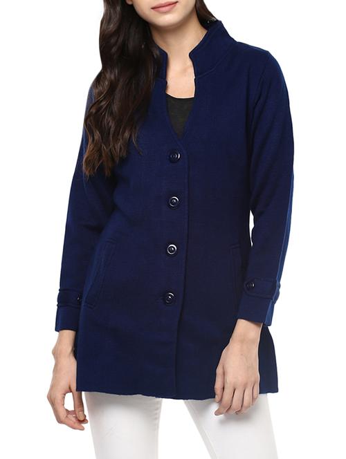 blue woollen pea coat - 14321843 - Standard Image - 1