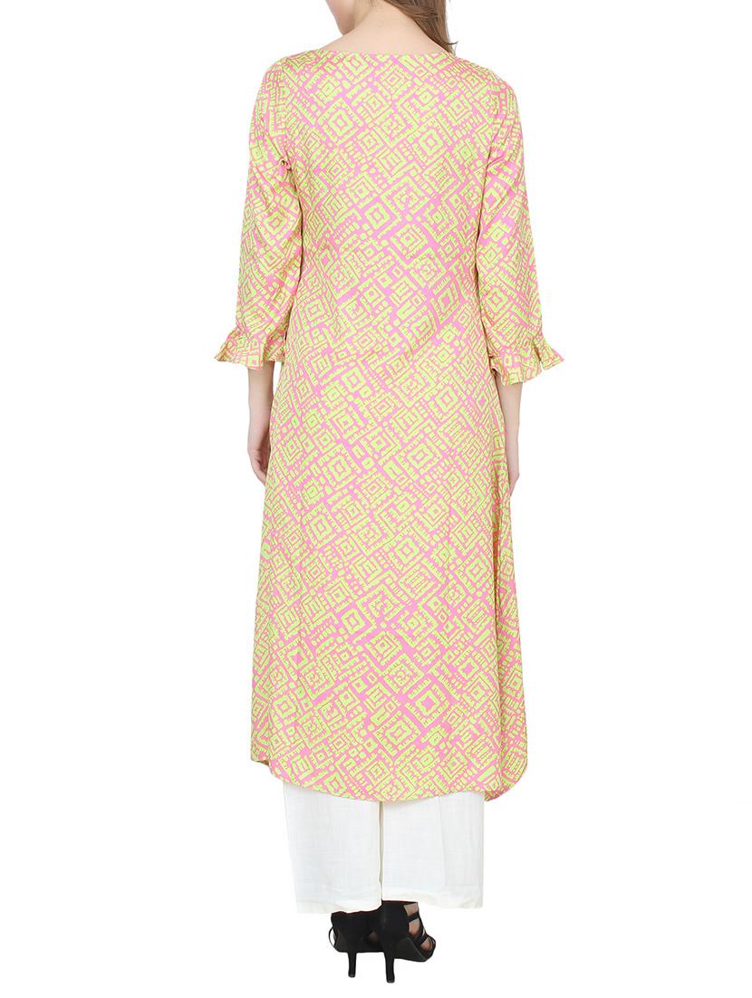 beige poly silk high-low kurta - 14322101 - Zoom Image - 3