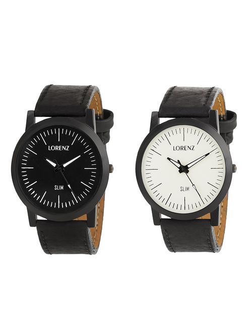 lorenz mk-2627a white & black slim edition watches combo for men - 14322107 - Standard Image - 1
