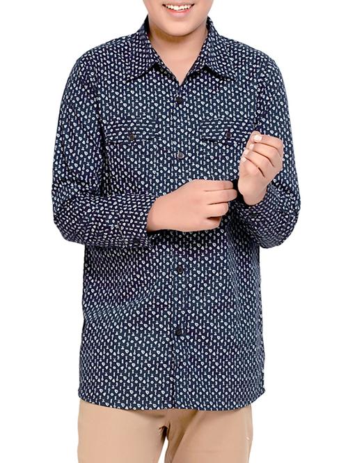 navy blue cotton shirt - 14323476 - Standard Image - 1