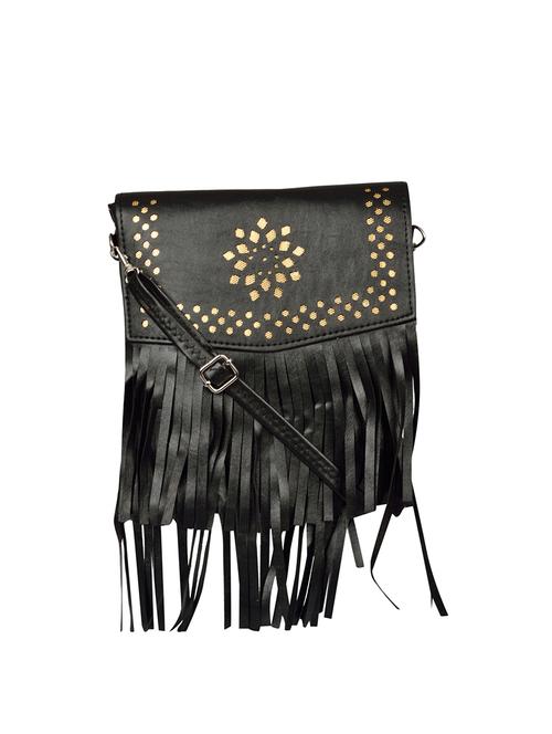 black leatherette  regular sling bag - 14326460 -  Standard Image - 0