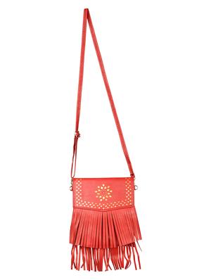 red leatherette regular sling bag - 14326462 - Standard Image - 5