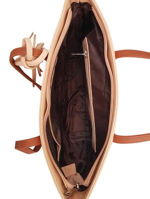 nude leatherette regular handbag - 14328375 - Standard Image - 3