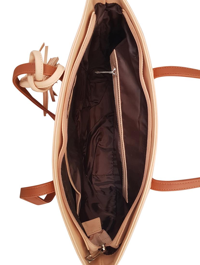 nude leatherette regular handbag - 14328375 - Zoom Image - 3