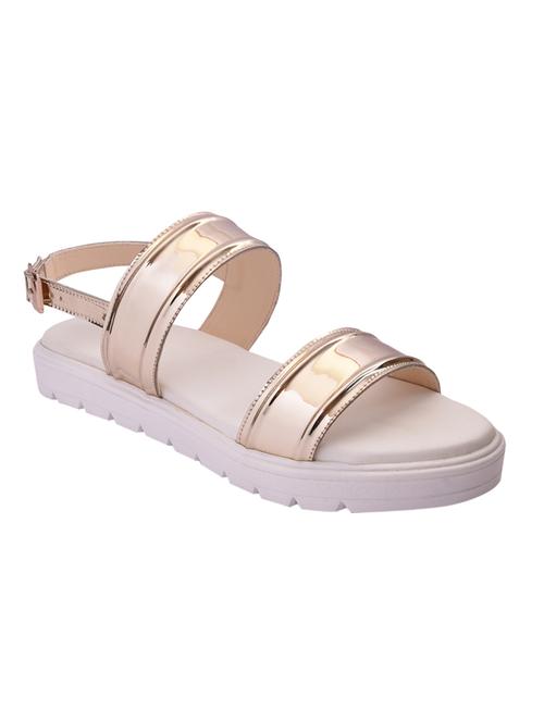 gold faux leather flat forms sandals - 14328424 - Very Small Image - 1