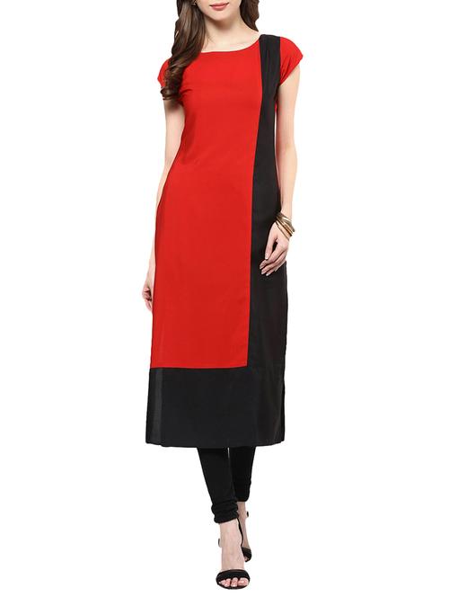 red crepe aline kurta - 14329191 - Standard Image - 1