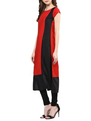 red crepe aline kurta - 14329191 - Standard Image - 2