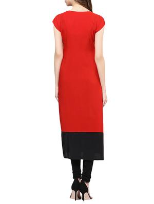 red crepe aline kurta - 14329191 - Standard Image - 3