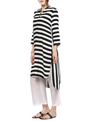 white crepe high low kurta - 14329202 - Standard Image - 2
