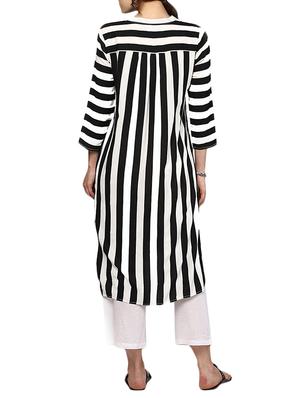 white crepe high low kurta - 14329202 - Standard Image - 3