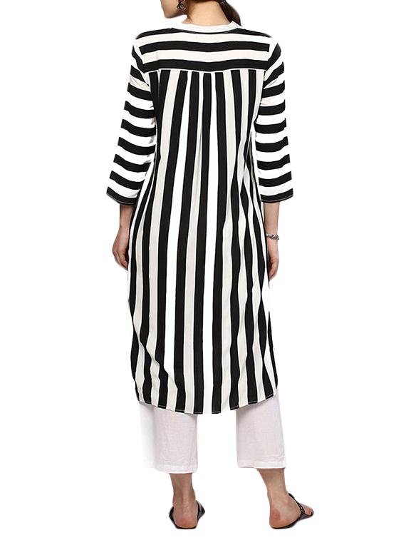 white crepe high low kurta - 14329202 - Zoom Image - 3