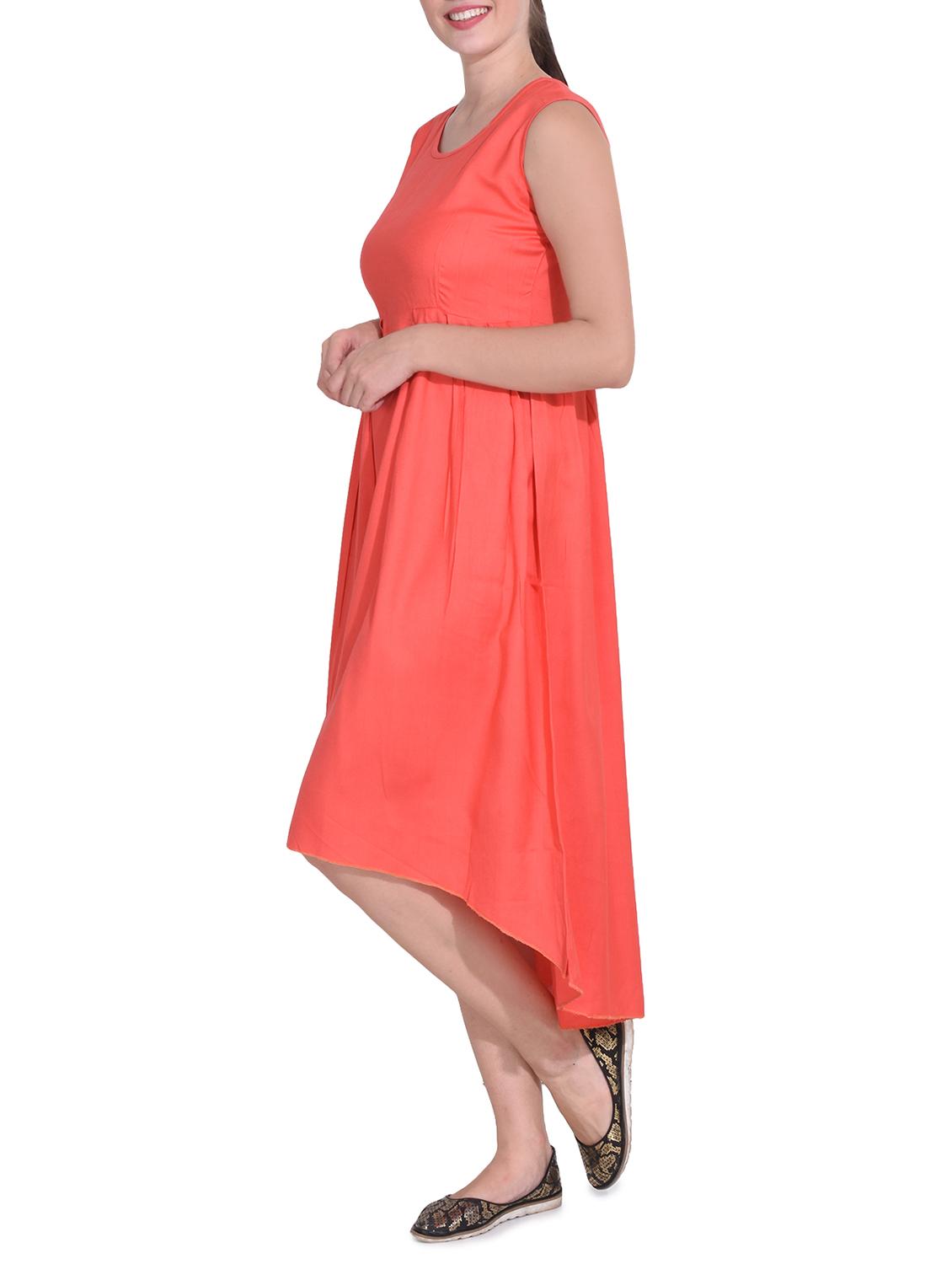 orange solid rayon high-low dress - 14329231 - Zoom Image - 2