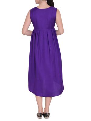 purple solid rayon high-low dress - 14329233 - Standard Image - 3