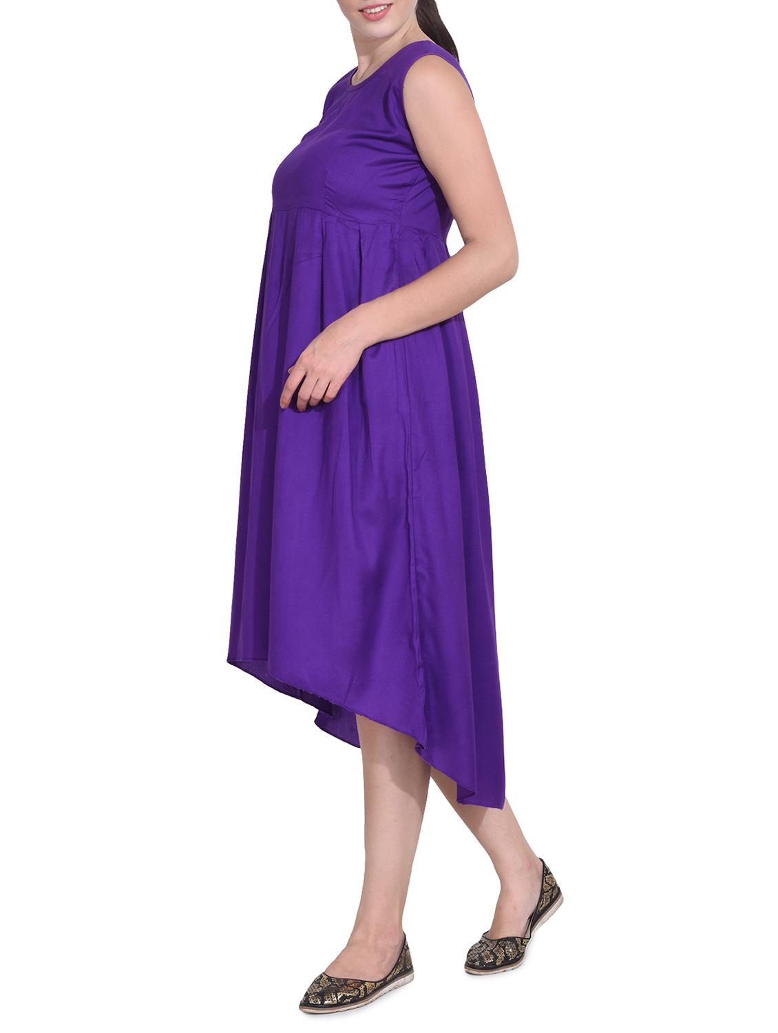 purple solid rayon high-low dress - 14329233 - Zoom Image - 2