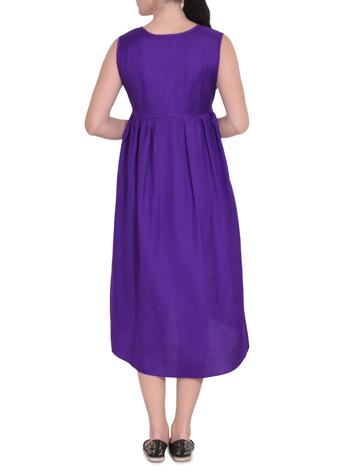 purple solid rayon high-low dress - 14329233 - Zoom Image - 3