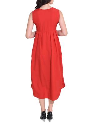 red solid crepe high-low dress - 14329235 - Standard Image - 3