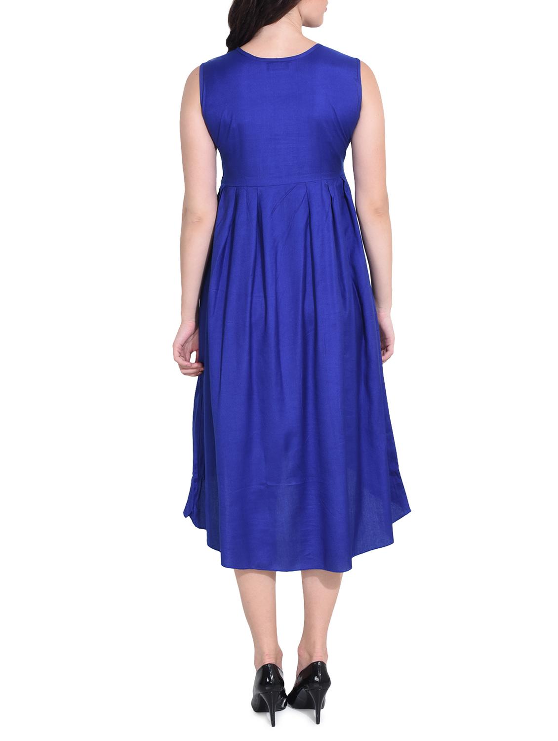 navy blue solid rayon high-low dress - 14329236 - Zoom Image - 3
