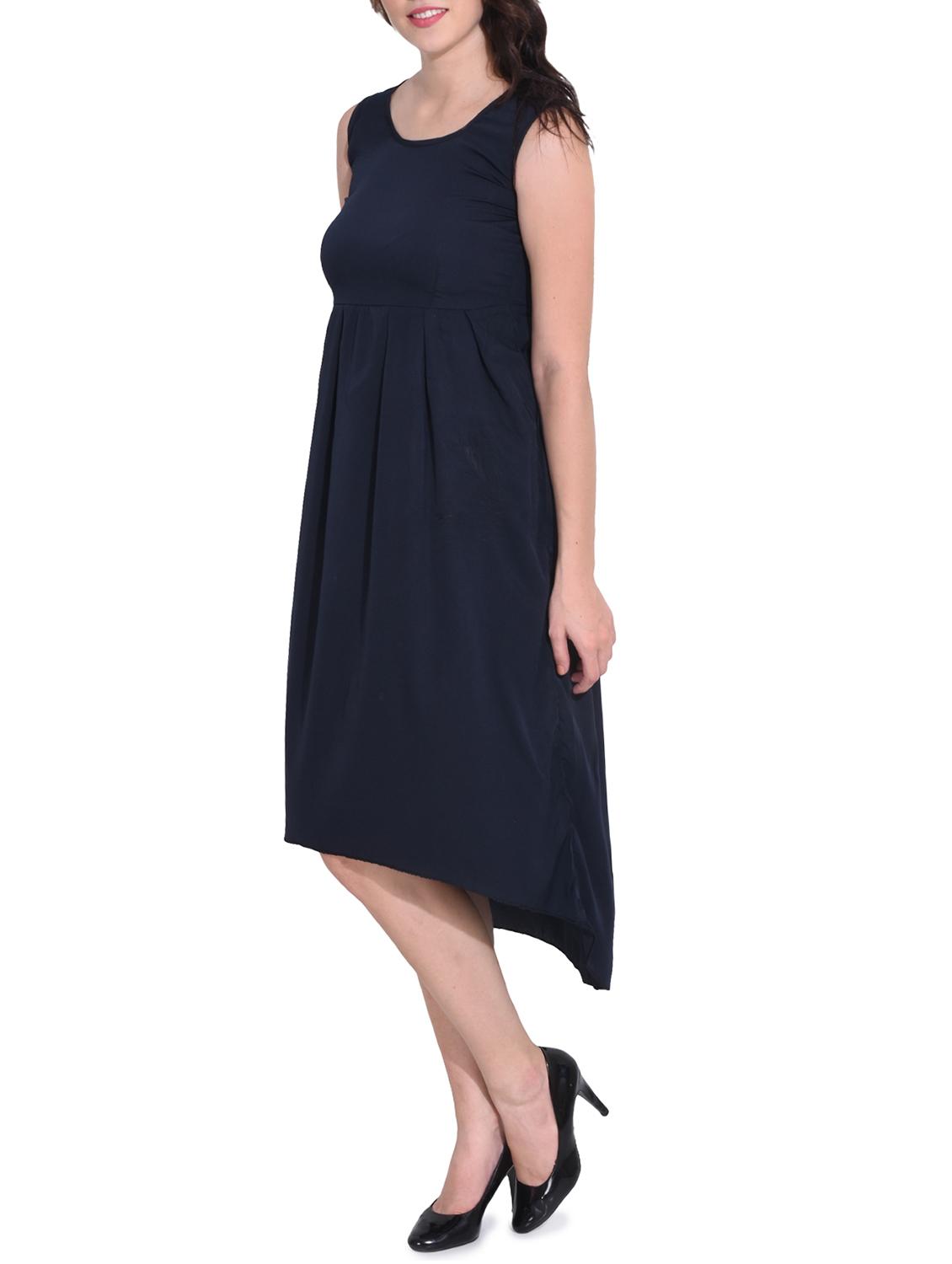 blue solid crepe high low dress - 14329238 - Zoom Image - 2