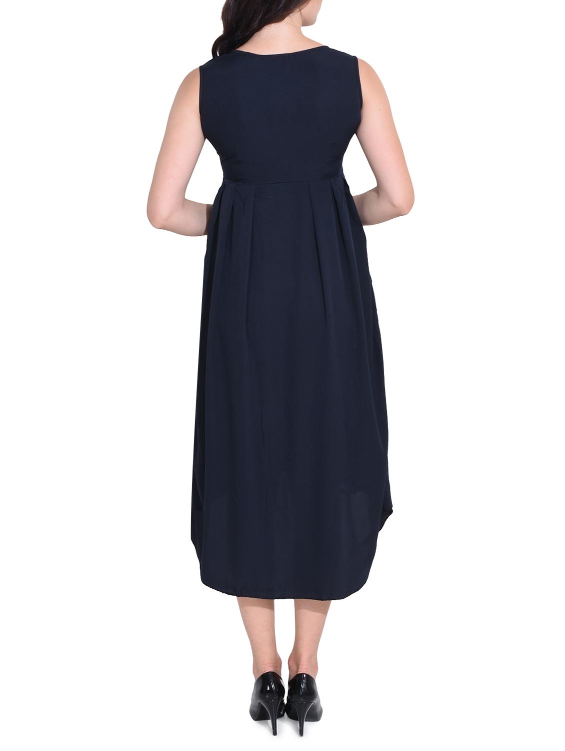 blue solid crepe high low dress - 14329238 - Zoom Image - 3