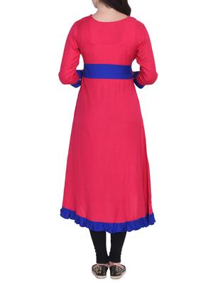 pink rayon flared kurta - 14329242 - Standard Image - 3